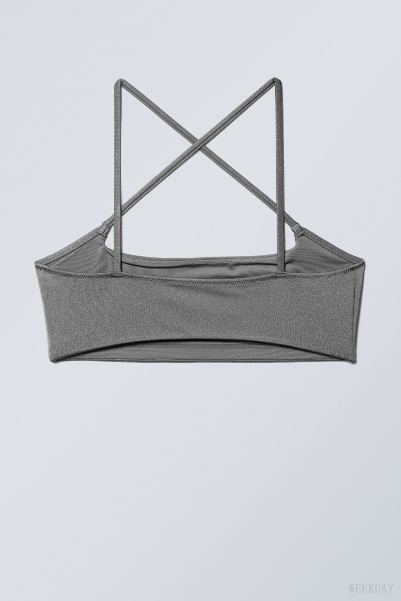 Weekday Cross Front Bikini Top Grey | GGAH6080