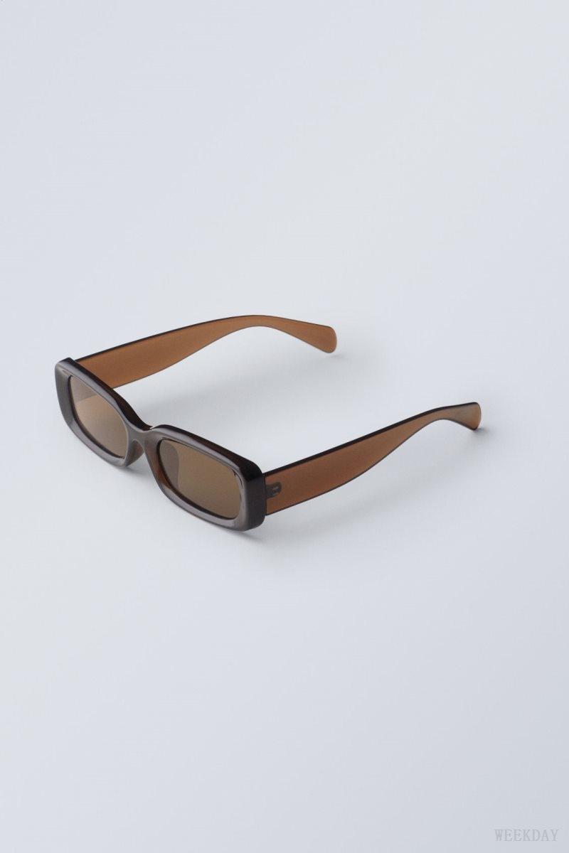 Weekday Cruise Squared Sunglasses Dark Brown | QILY9180