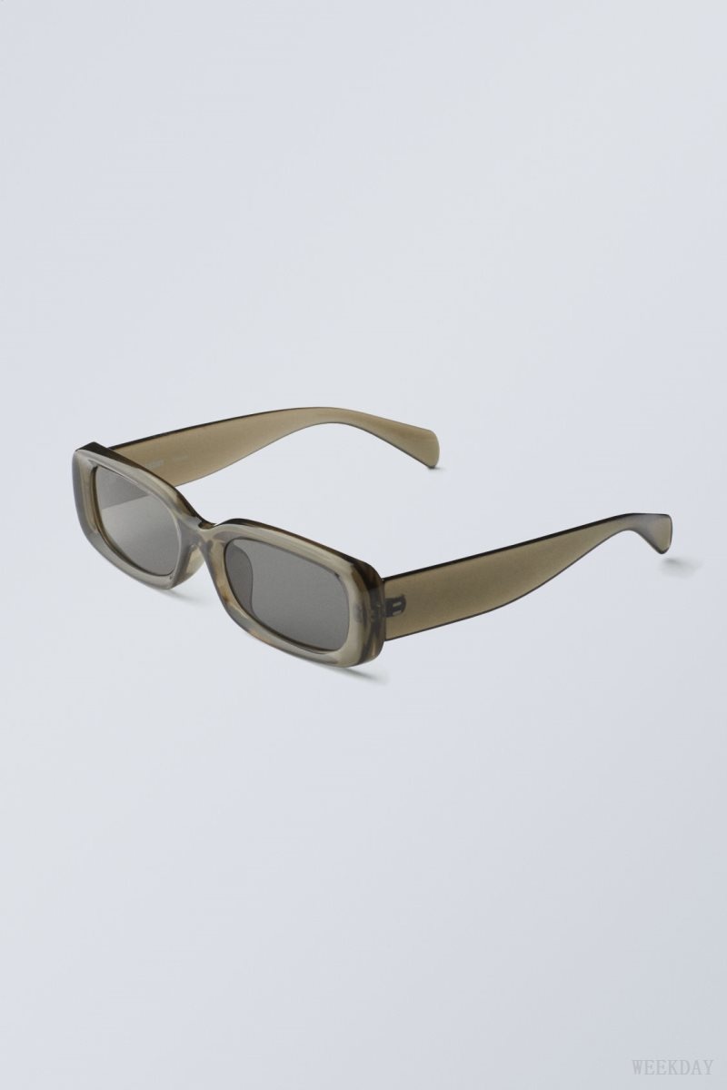 Weekday Cruise Squared Sunglasses Khaki | ESYZ0855