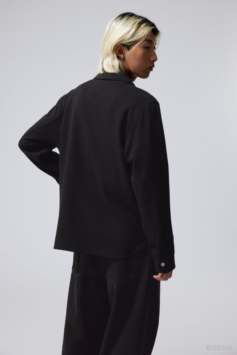 Weekday Curtis Relaxed Overshirt Black | KXGH1032