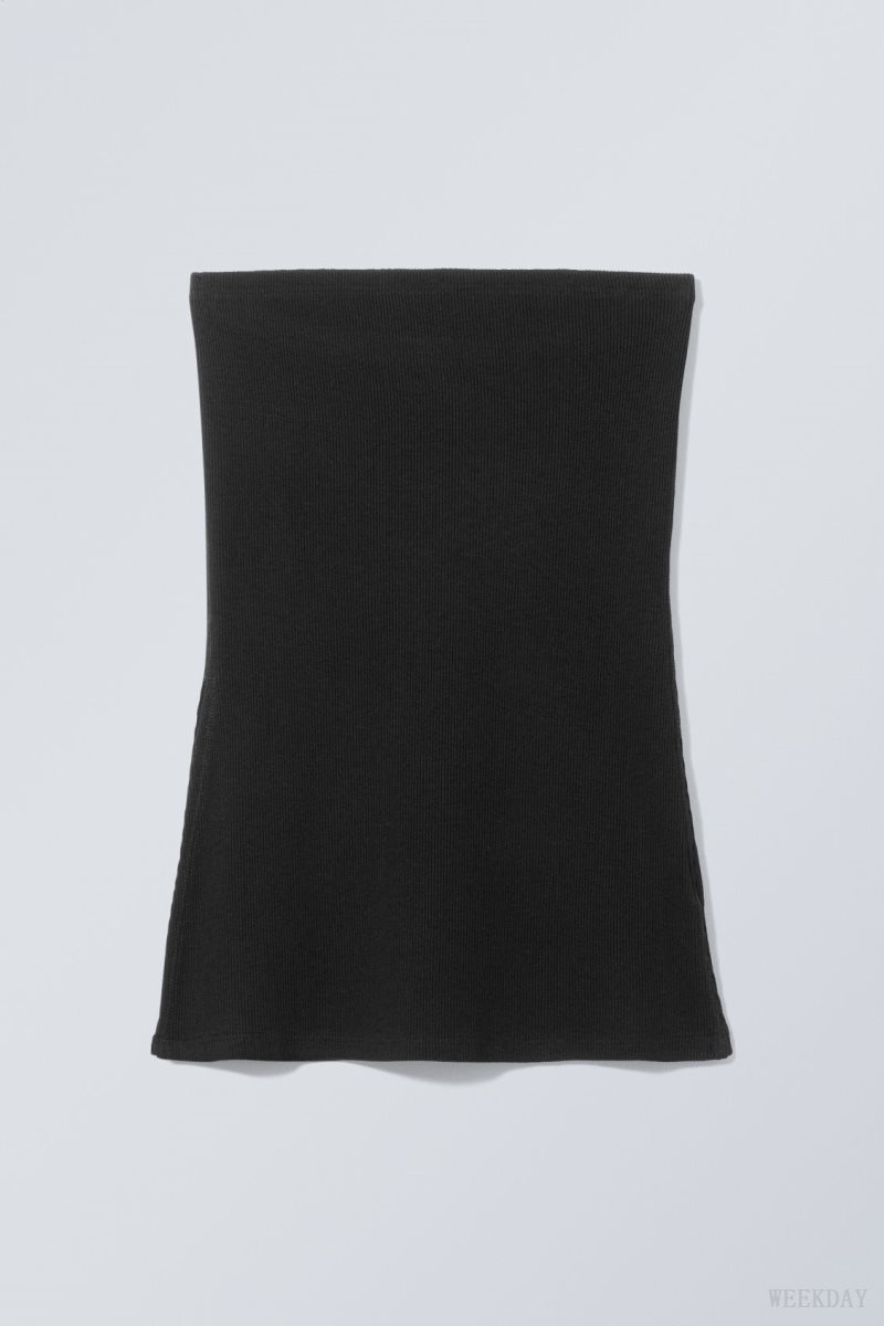 Weekday Cybele Slit Tube Top Black | ILUZ7538