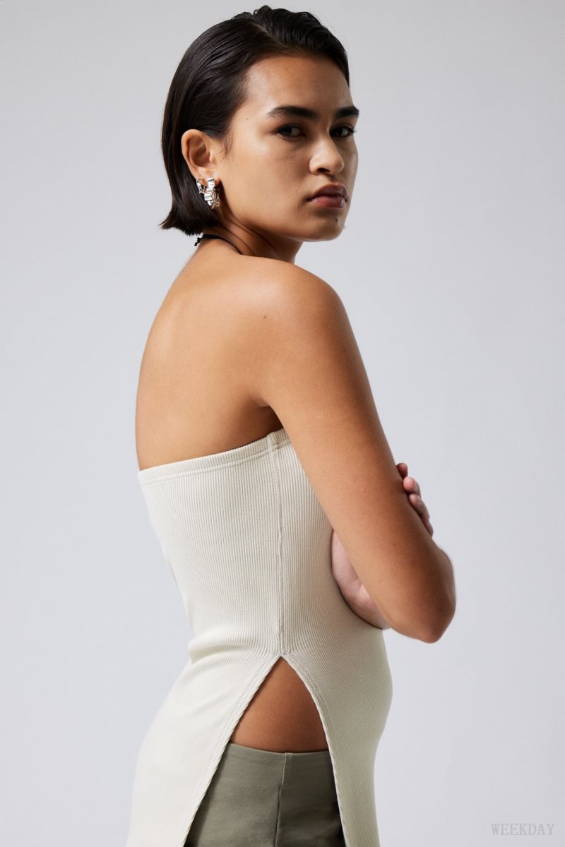 Weekday Cybele Slit Tube Top Light Dusty Mole | SNIV0961