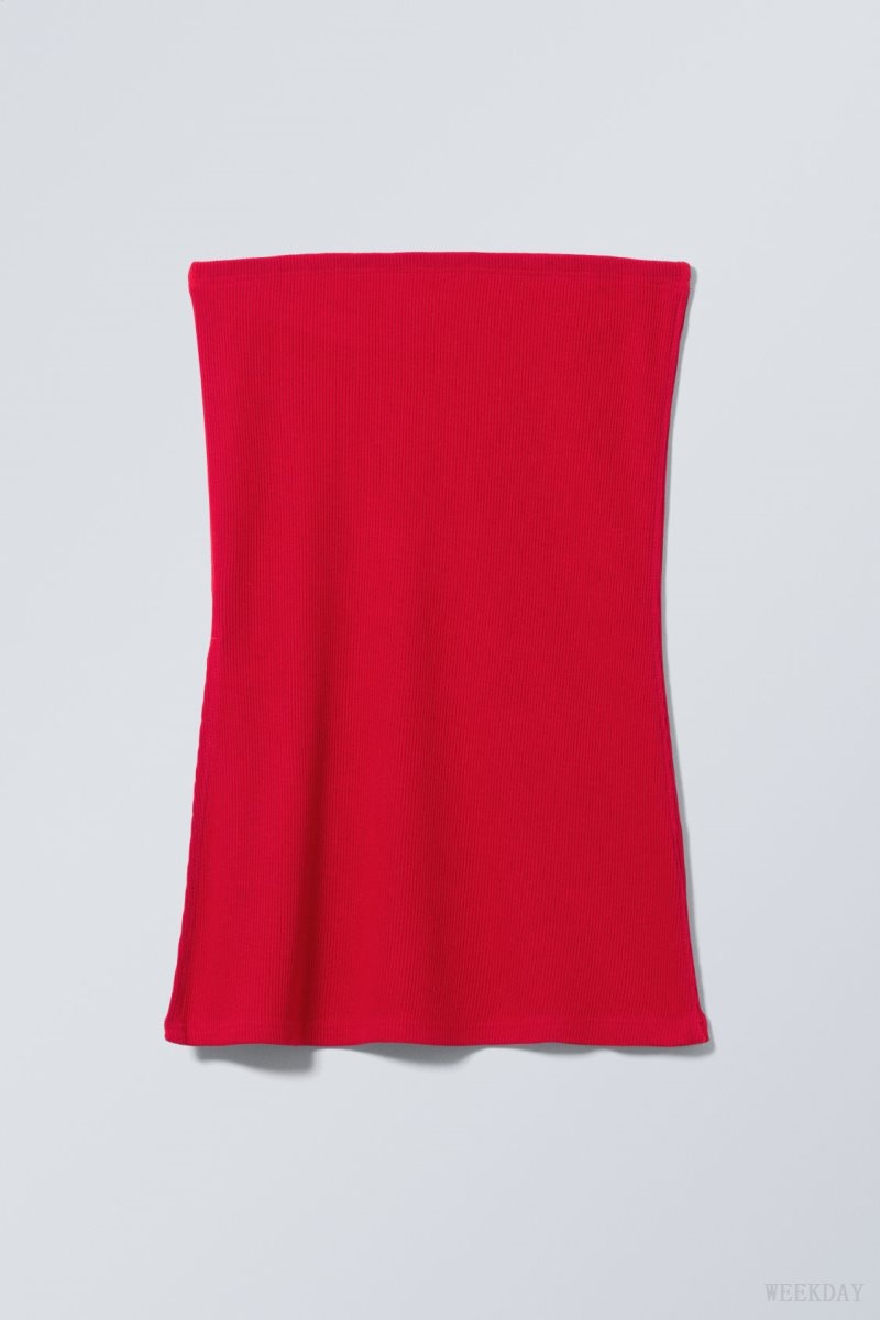 Weekday Cybele Slit Tube Top Red | TYBQ2771