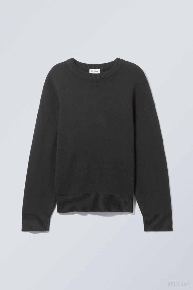 Weekday Cypher Oversized Sweater Black | TVGO6123