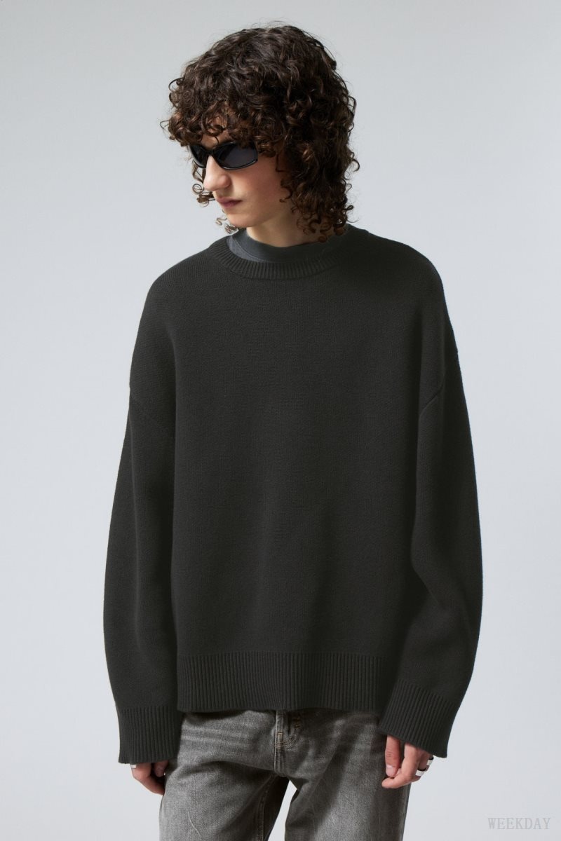 Weekday Cypher Oversized Sweater Black | TVGO6123