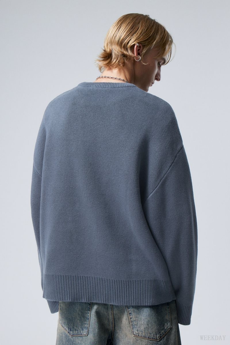 Weekday Cypher Oversized Sweater Blue | WJEE0660