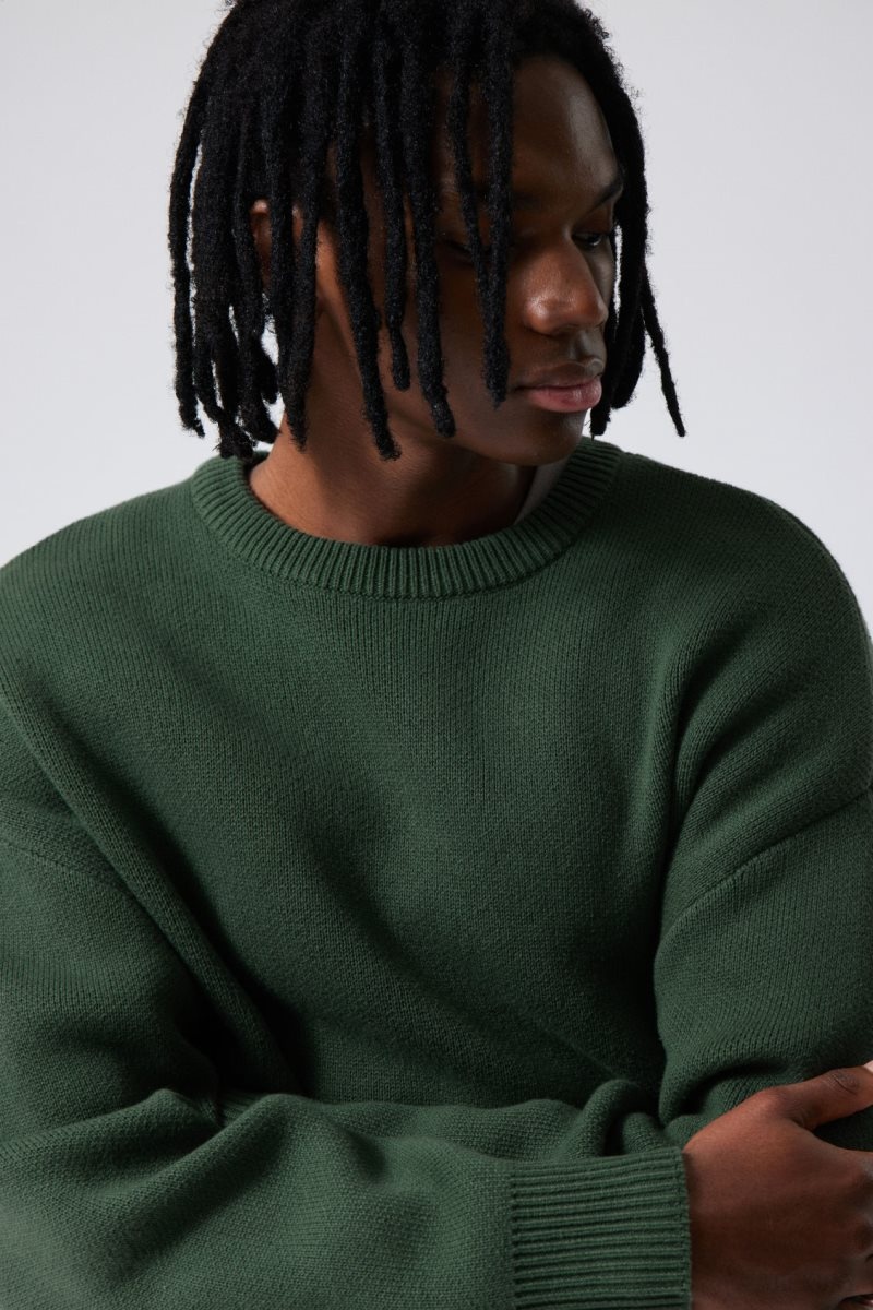 Weekday Cypher Oversized Sweater Dark Green | ZVIQ9435