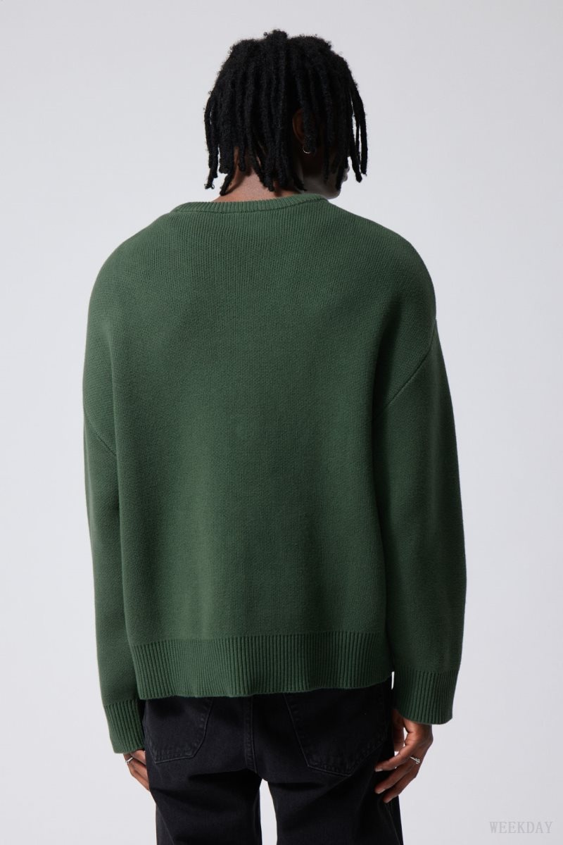 Weekday Cypher Oversized Sweater Dark Green | ZVIQ9435