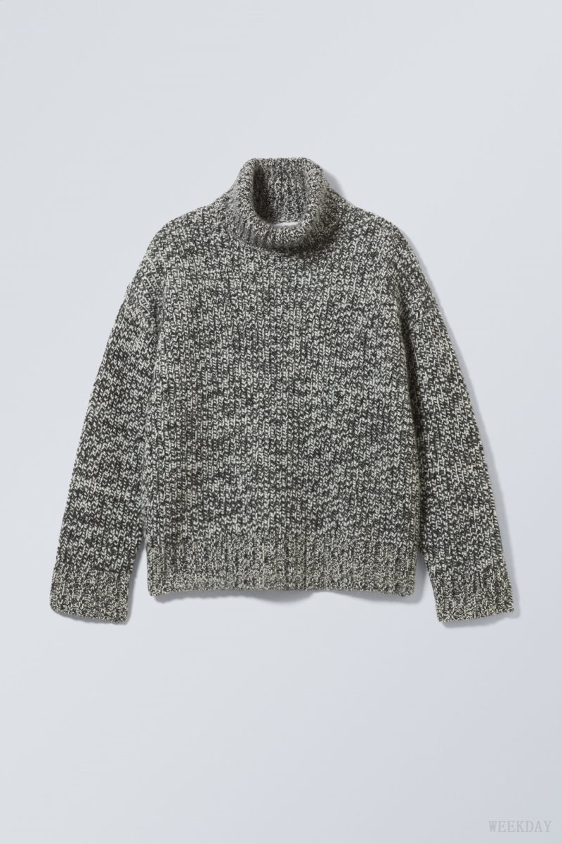 Weekday Cypher Wool Blend Turtleneck Sweater Mole Melange | MLFQ0199