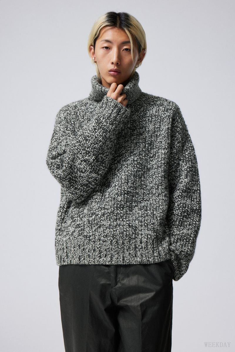 Weekday Cypher Wool Blend Turtleneck Sweater Mole Melange | MLFQ0199