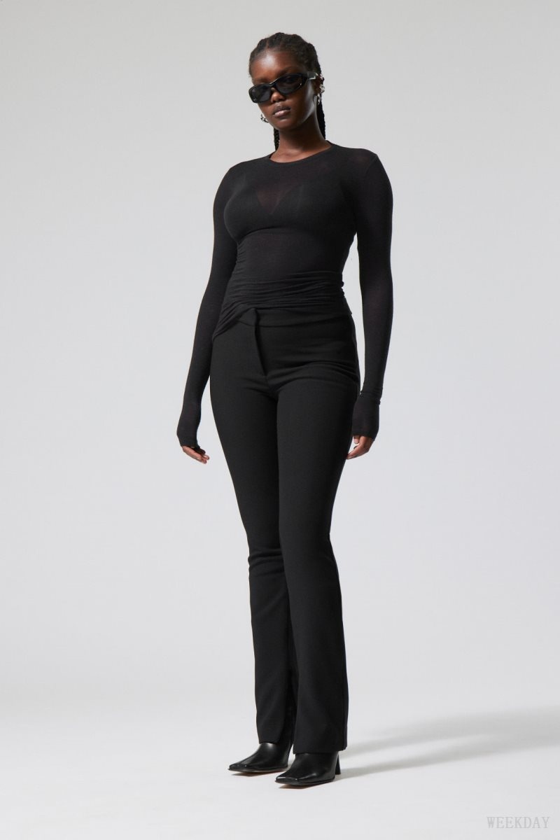 Weekday Dessa slim Trousers Black | BLPJ0867