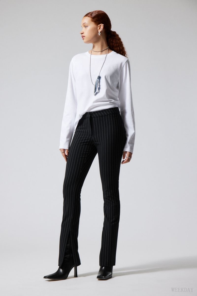 Weekday Dessa slim Trousers Pinstripe | EWUS0832