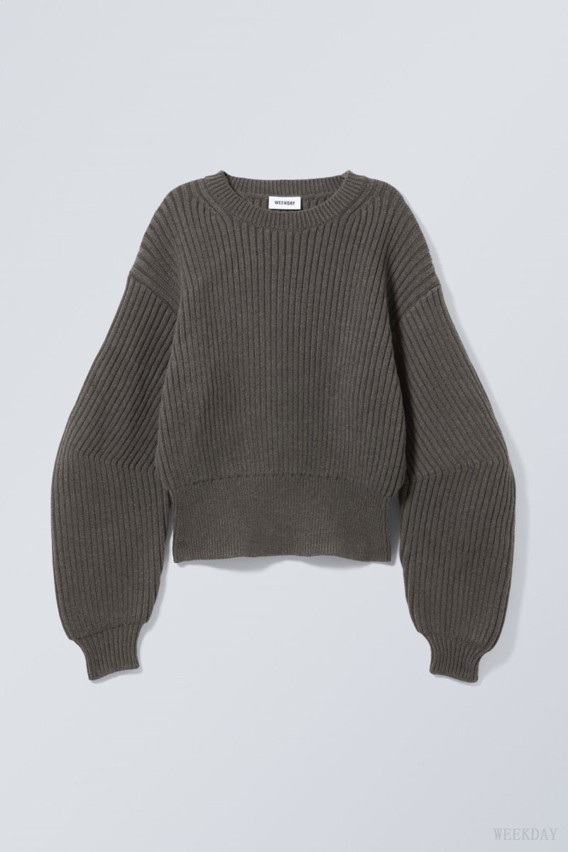 Weekday Dion Sculptural Sweater Dark Mole | KHSR5747