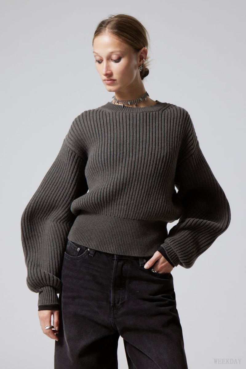 Weekday Dion Sculptural Sweater Dark Mole | KHSR5747