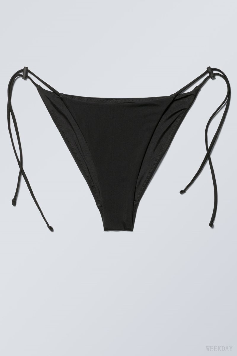 Weekday Drawstring Bikini Bottoms Black | OFSD6228