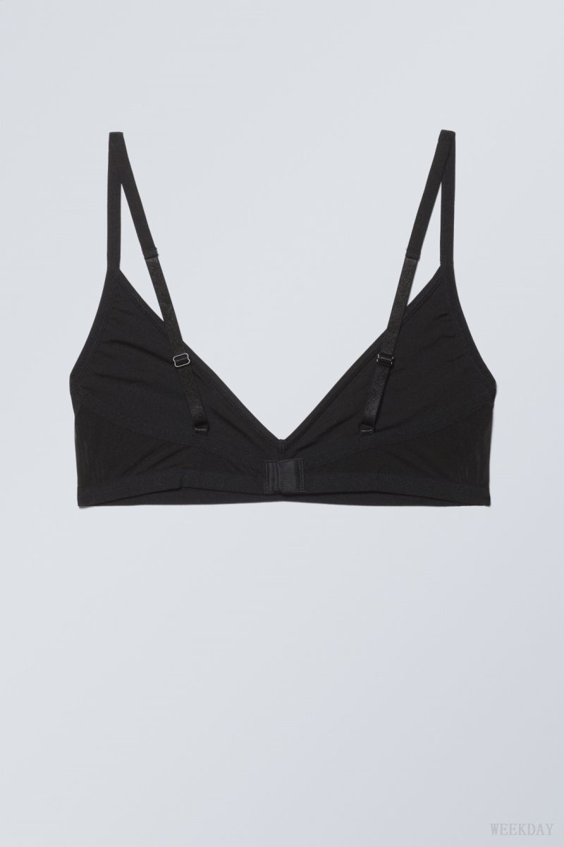 Weekday Dylan Mesh V-neck Bra Bra Black | XLVL3505