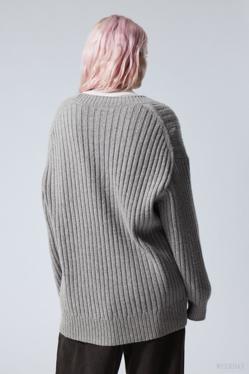 Weekday Eden Oversized Wool Blend Sweater Grey | SWDU7815