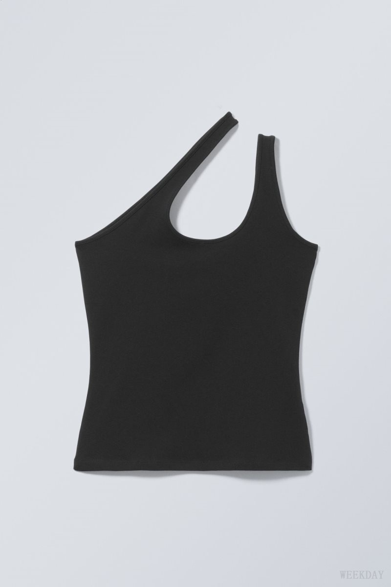 Weekday Elaf One Shoulder Top Black | AGWR6019