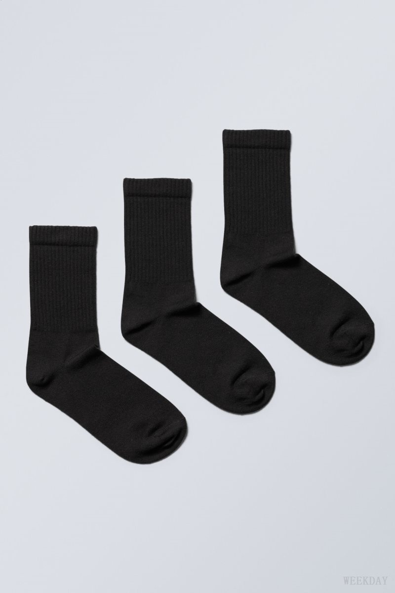 Weekday Eleven Socks 3-pack Black | EPIK6381