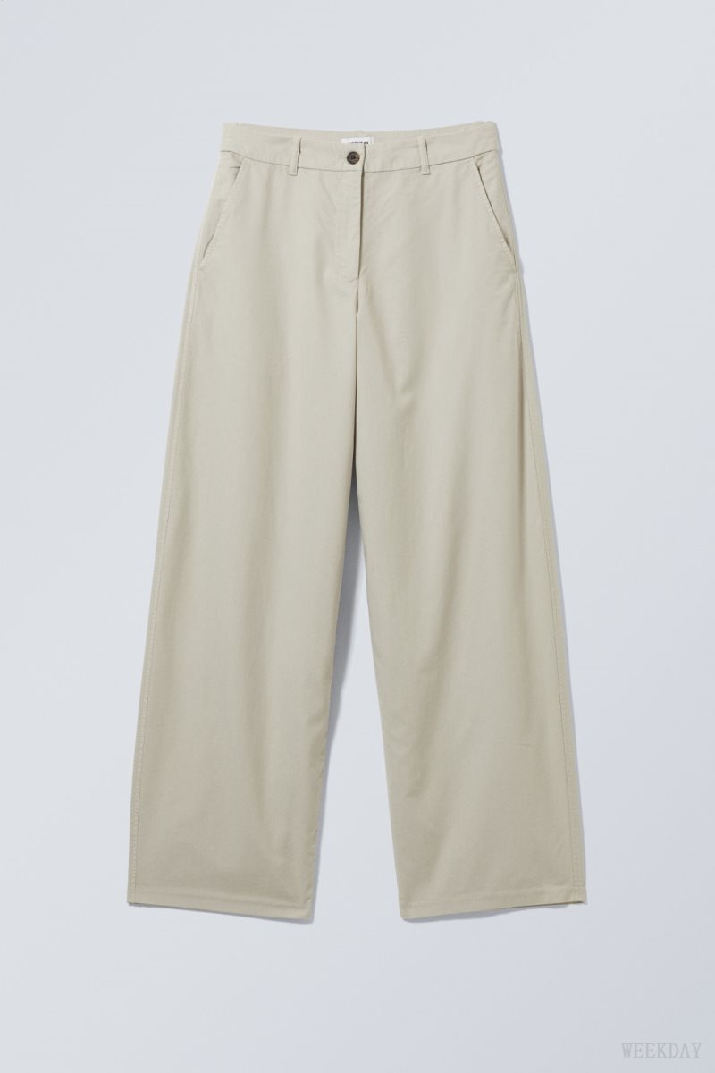 Weekday Elio Wide Trousers Light Beige | XKMV2262