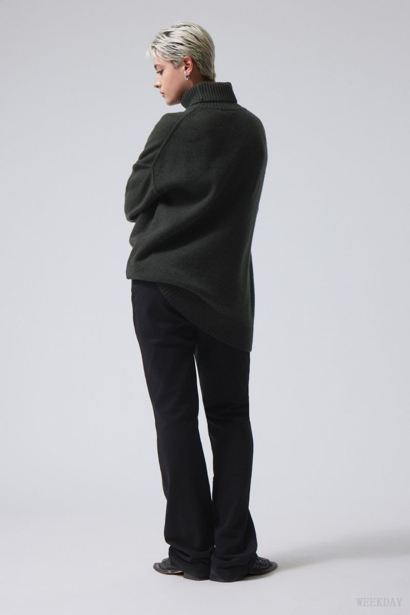 Weekday Eloise Wool Turtleneck Sweater Dark Green | QKQH8490