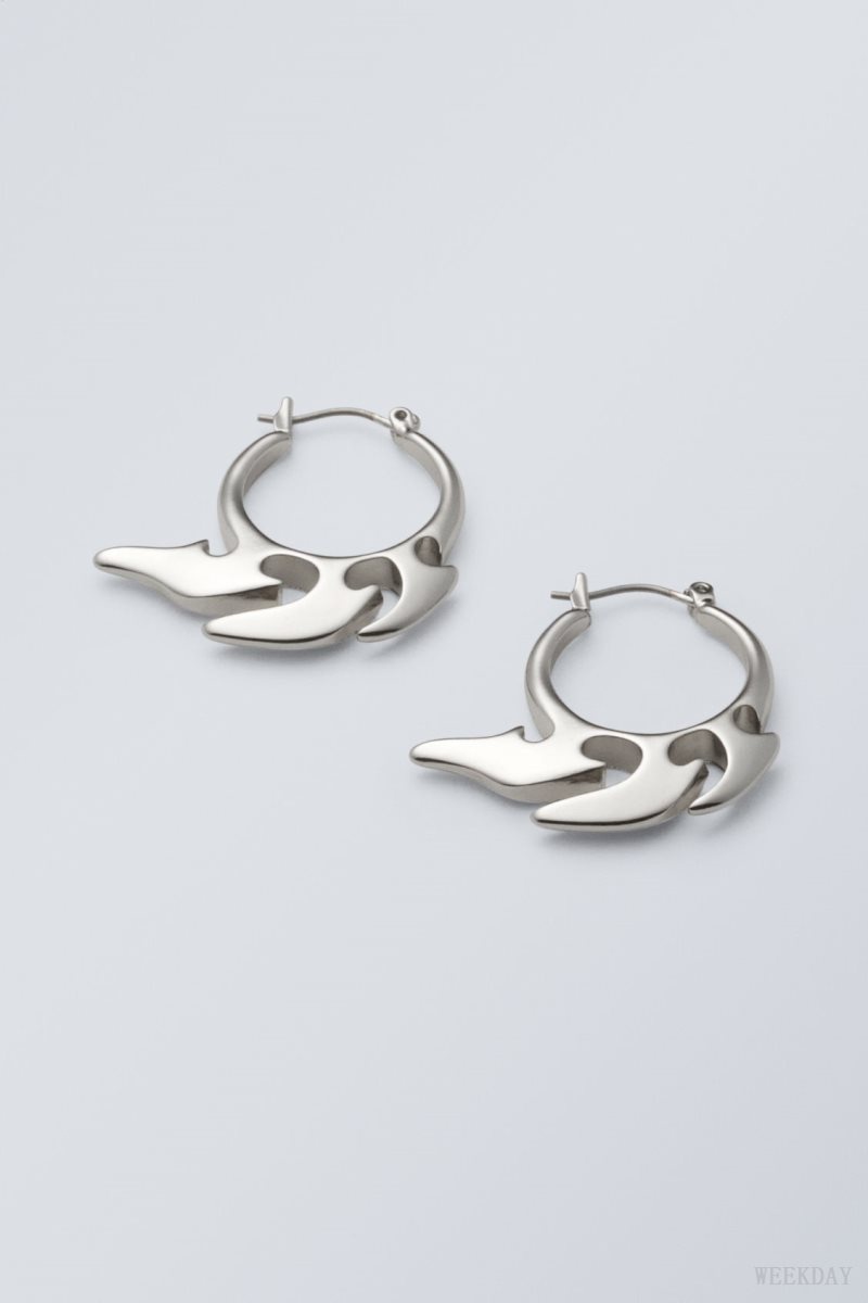 Weekday Elsa Hoop Earrings Silver | WERG0313