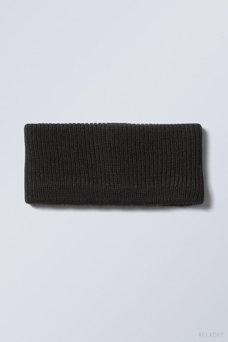 Weekday Elsa Ribbed Knit Headband Black | WNAD3517