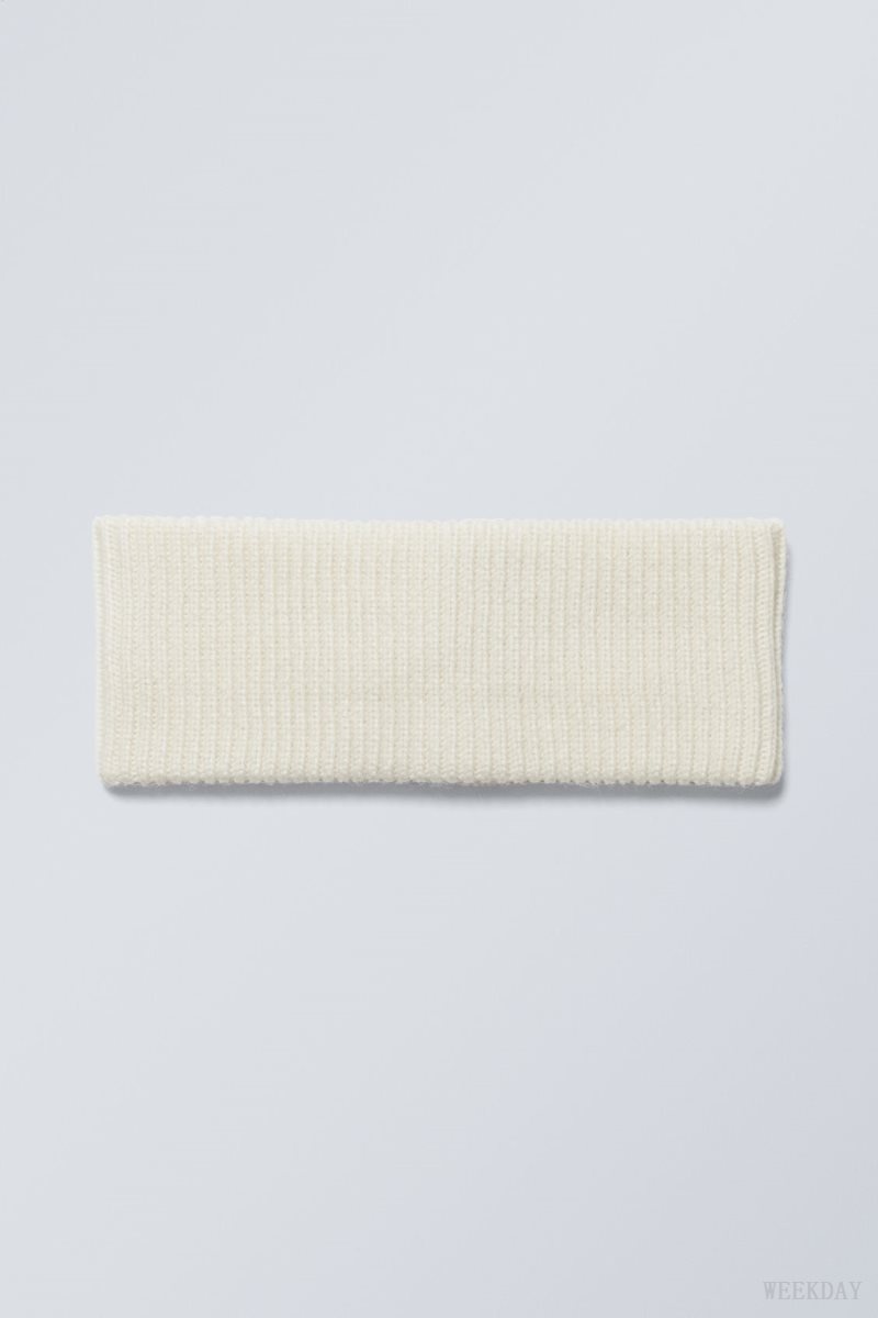 Weekday Elsa Ribbed Knit Headband White | FGNG1916