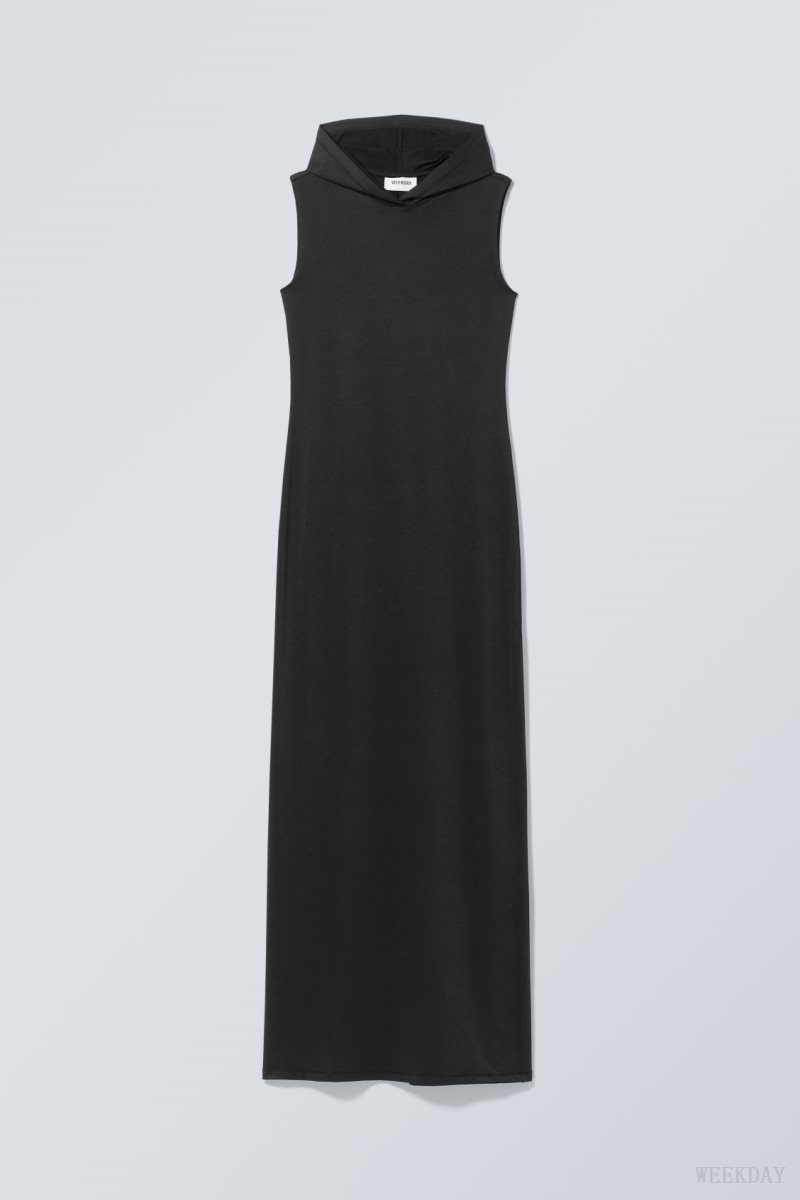 Weekday Emily Hooded Tank Dress Black | UUYR5043