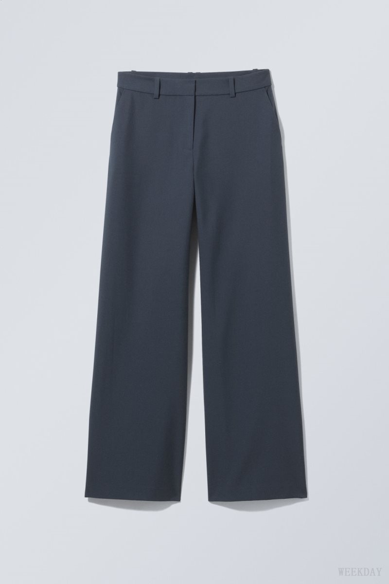 Weekday Emily Low Waist Suiting Trousers Navy | QXTS2409