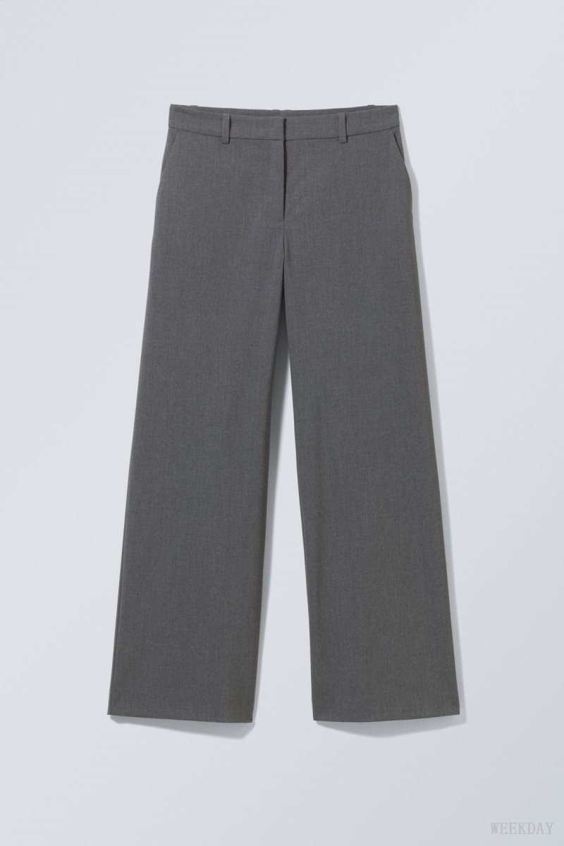 Weekday Emily Low Waist Suiting Trousers Dark Grey | ZRXS5745