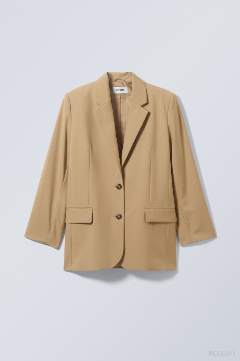 Weekday Erin Oversized Blazer Beige | URER5929