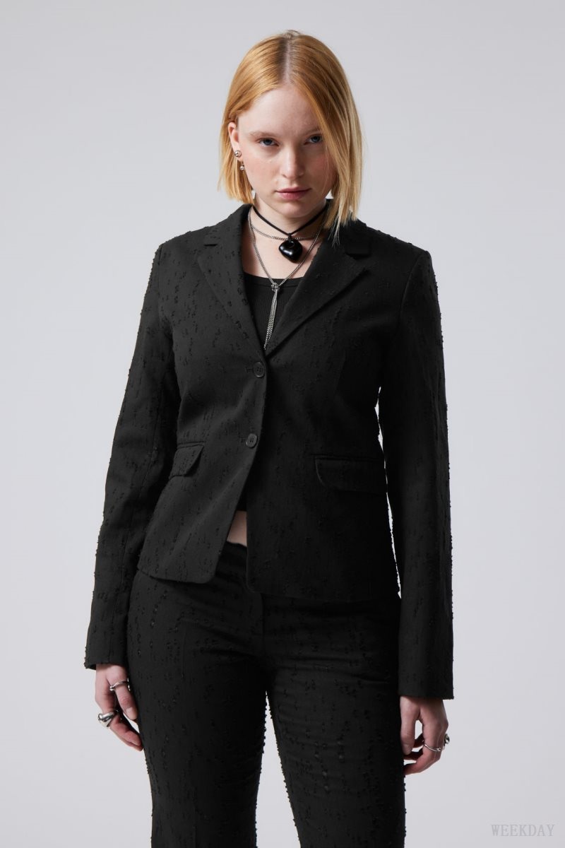 Weekday Esma Fitted Blazer Black / Grey | RLTN2148