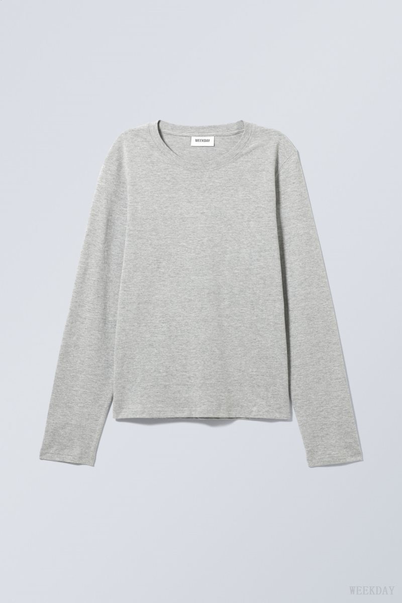 Weekday Essence Standard Long Sleeve Grey | PEFE5180