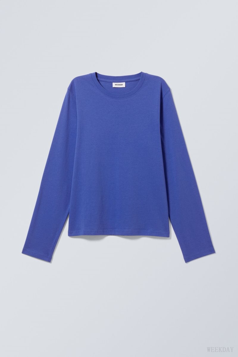 Weekday Essence Standard Long Sleeve Light Blue | OHET6935