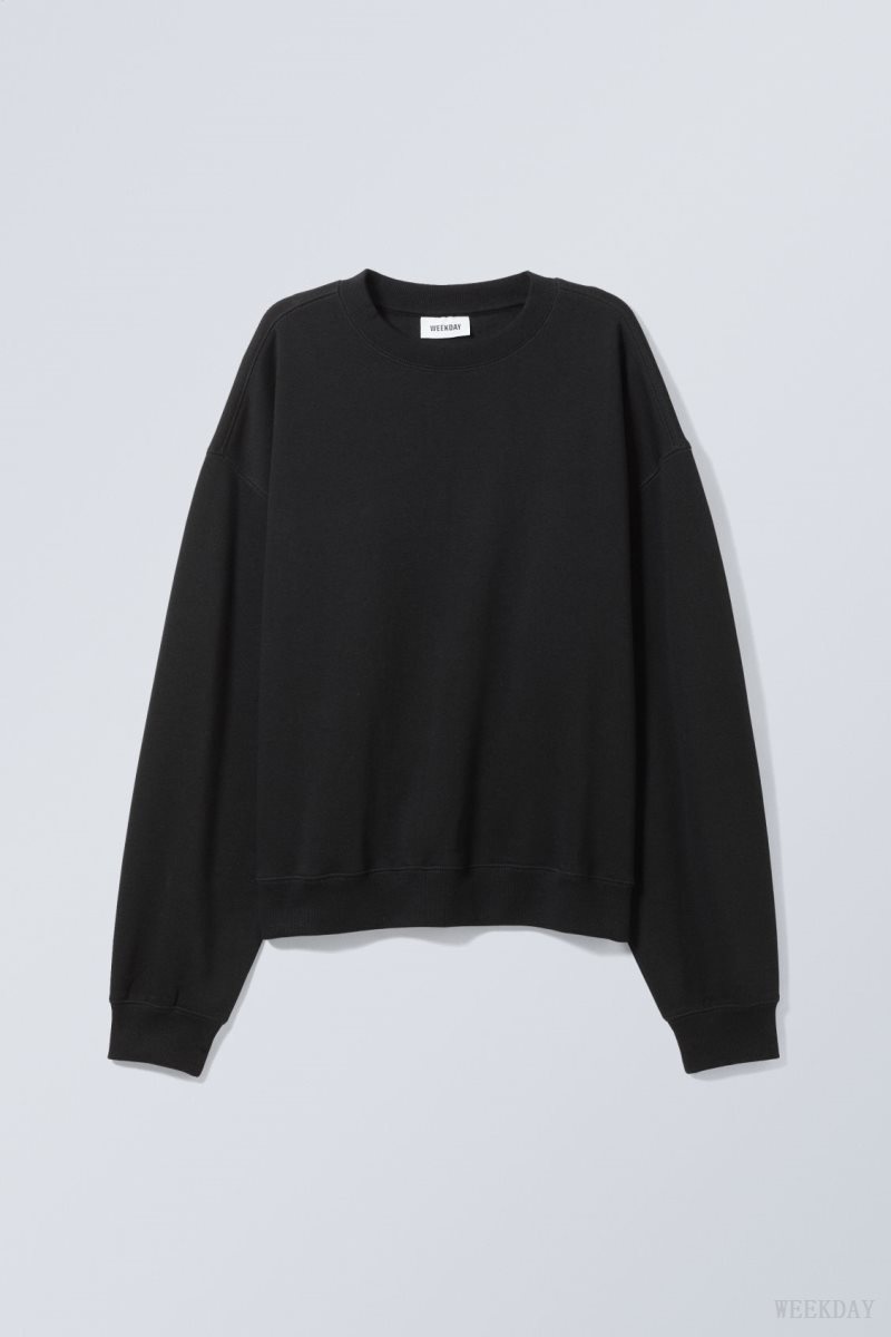 Weekday Essence Standard Sweatshirt Black | JSWK6062