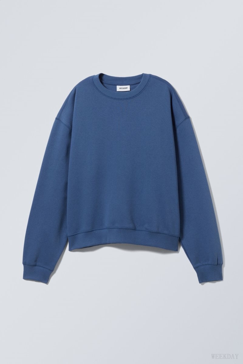 Weekday Essence Standard Sweatshirt Blue | VNAG9284