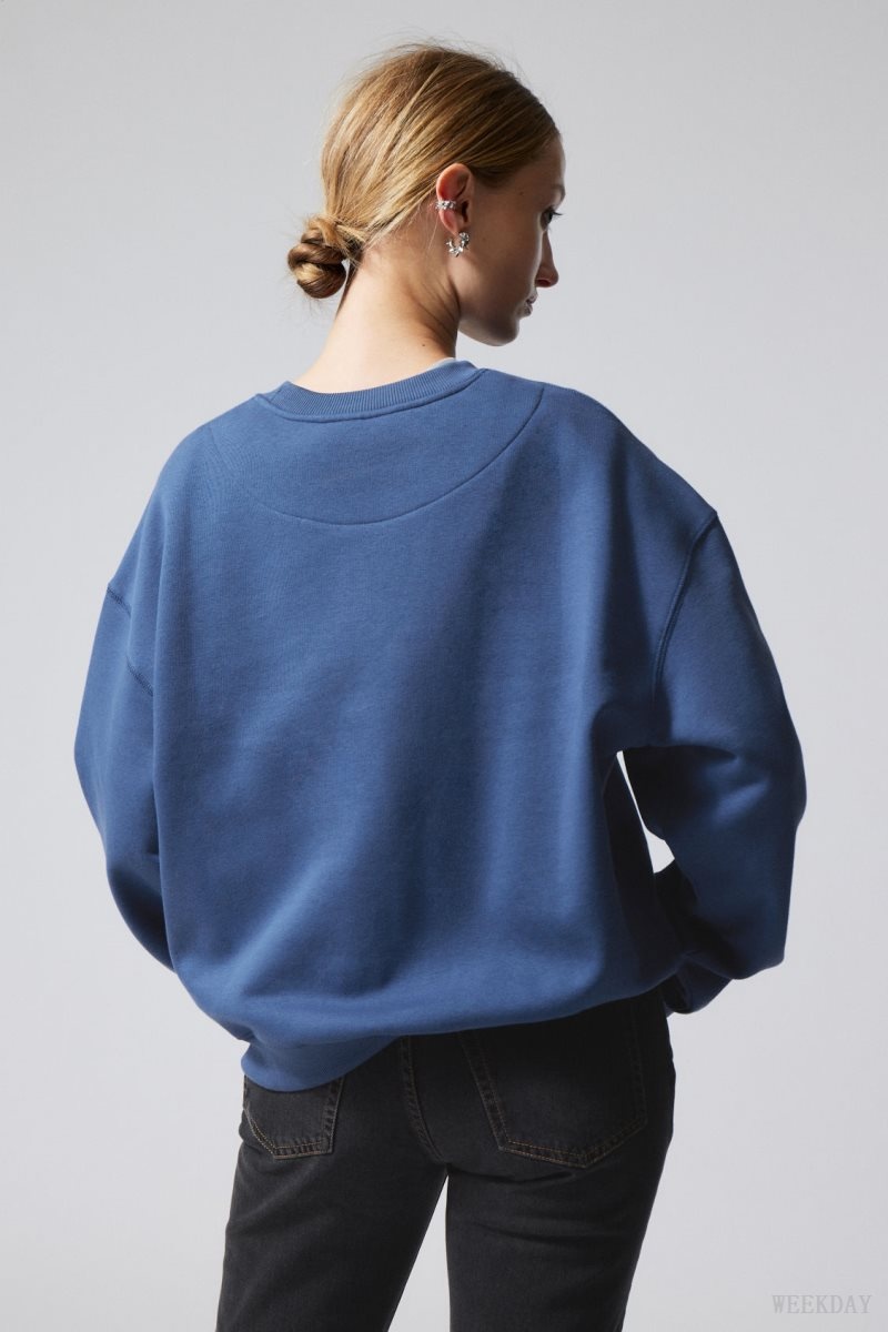 Weekday Essence Standard Sweatshirt Blue | VNAG9284