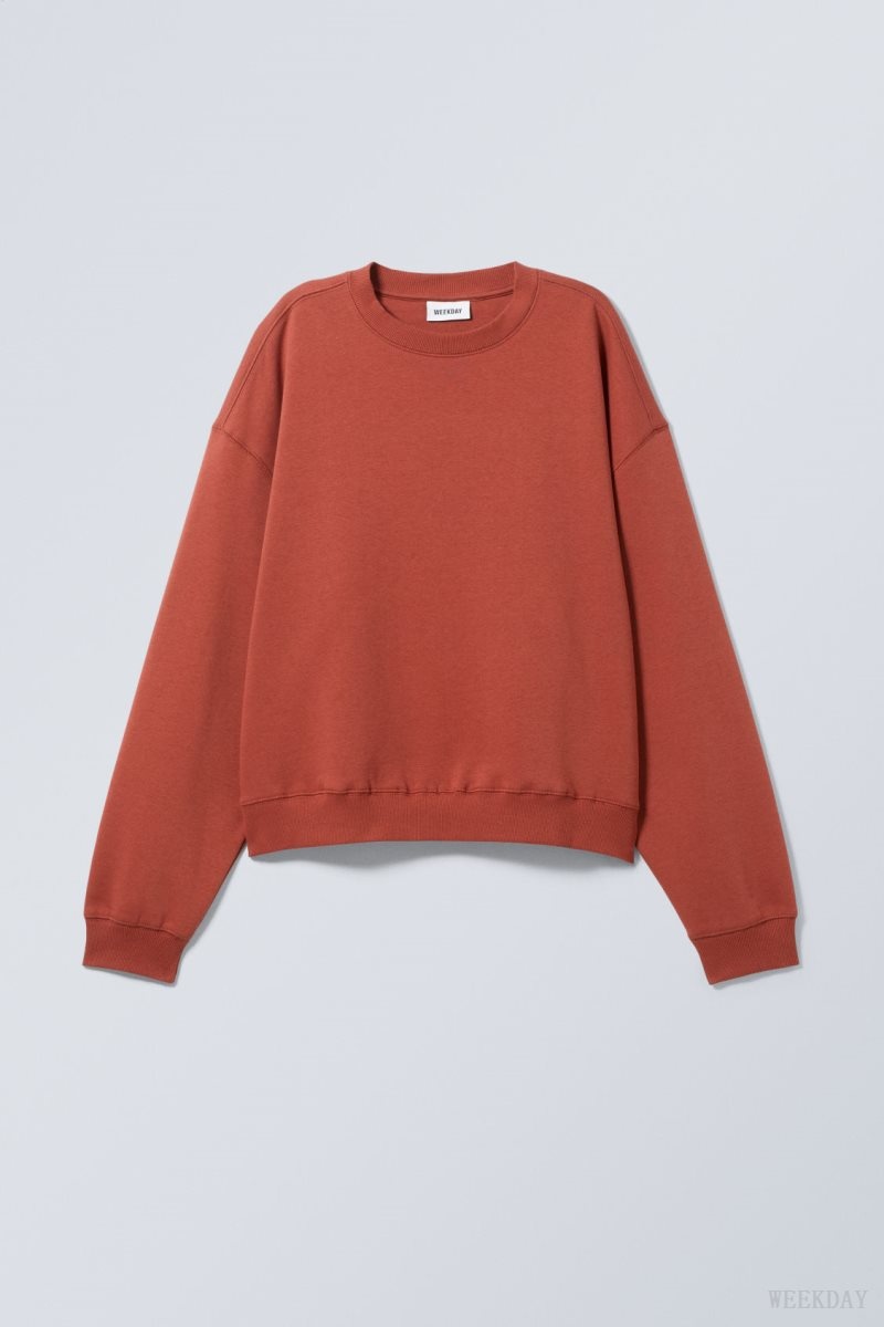 Weekday Essence Standard Sweatshirt Burgundy | NZVH6105