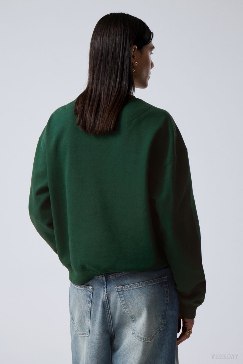 Weekday Essence Standard Sweatshirt Dark Green | RLCI2059