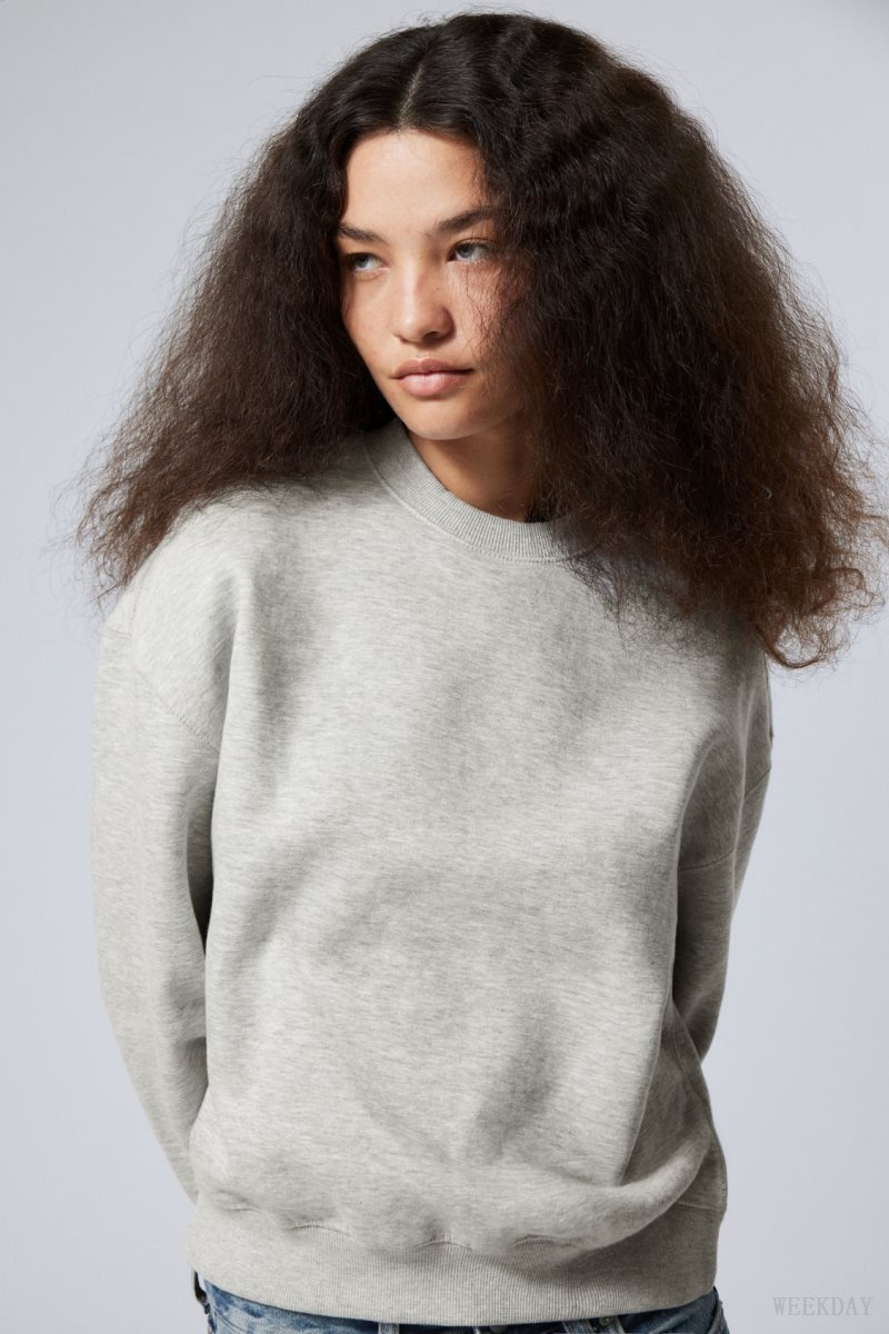 Weekday Essence Standard Sweatshirt Light Grey | OWLR5602