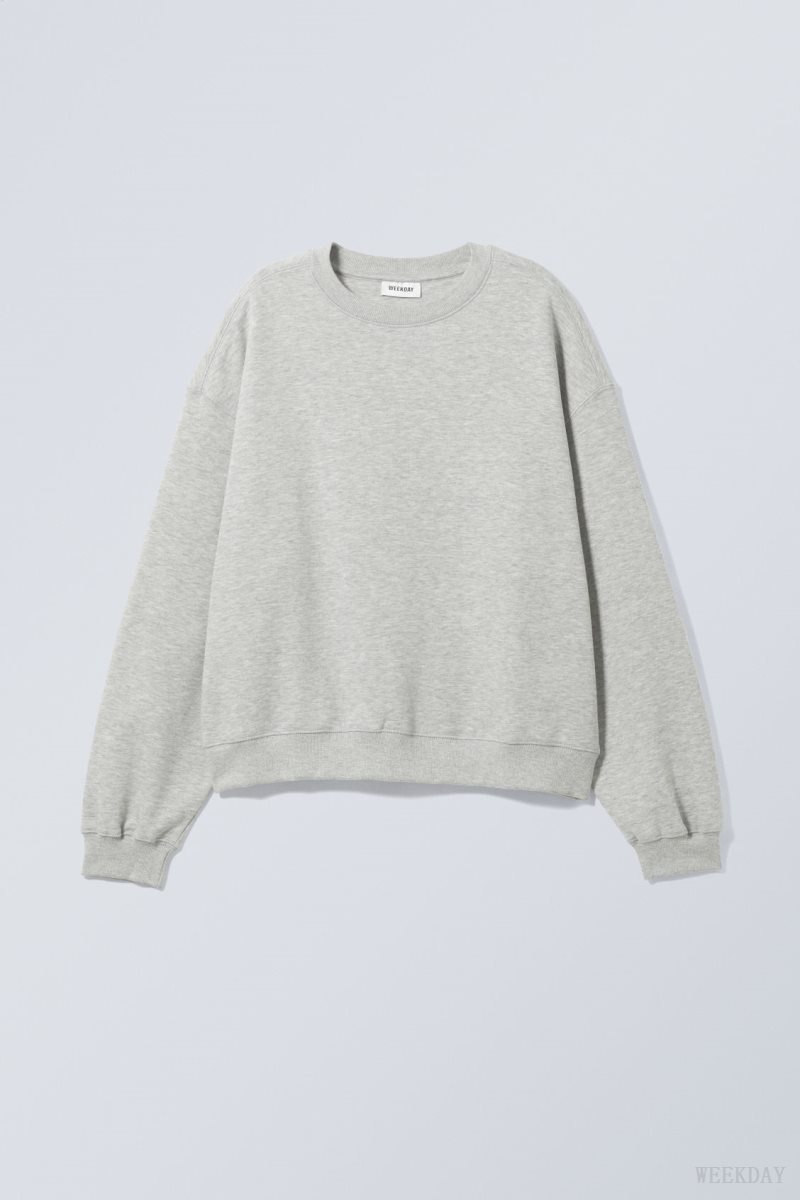 Weekday Essence Standard Sweatshirt Light Grey | OWLR5602