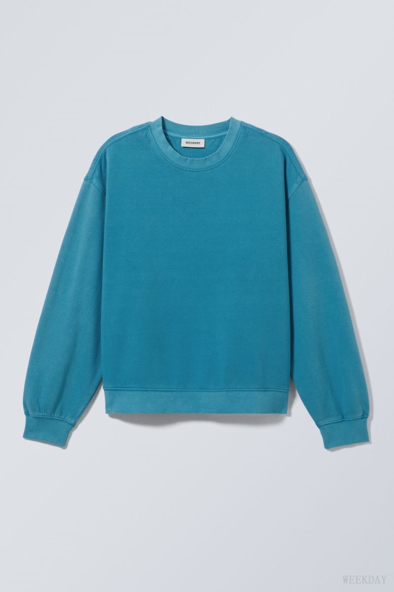 Weekday Essence Standard Sweatshirt Light Blue | ZEIW2242