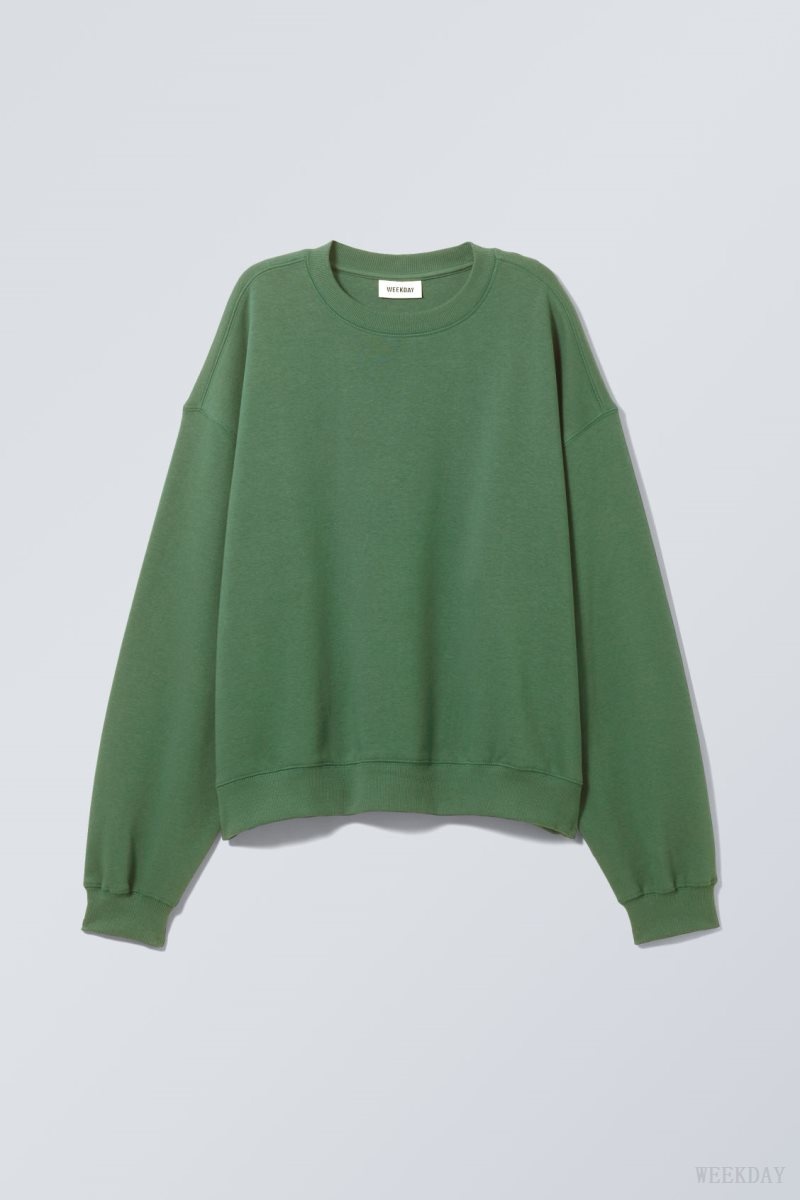 Weekday Essence Standard Sweatshirt Turquoise Green | KEDB5032