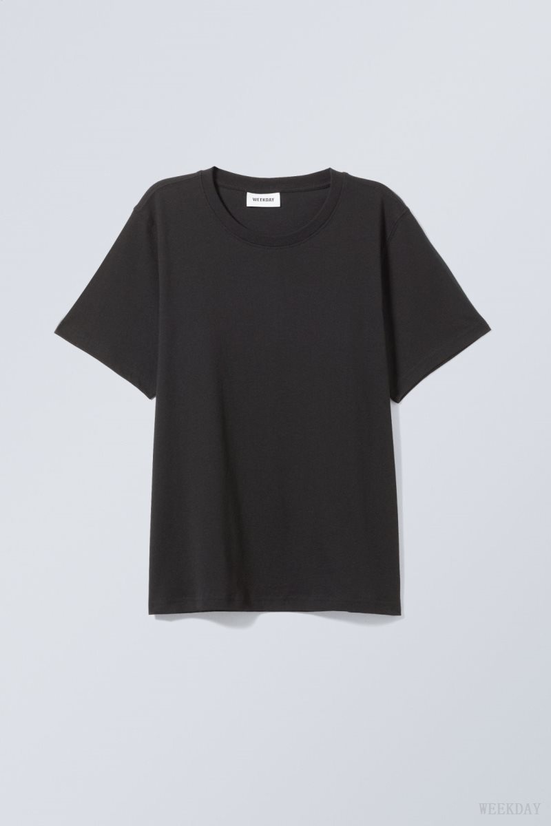 Weekday Essence Standard T-shirt Black | XUOP5757