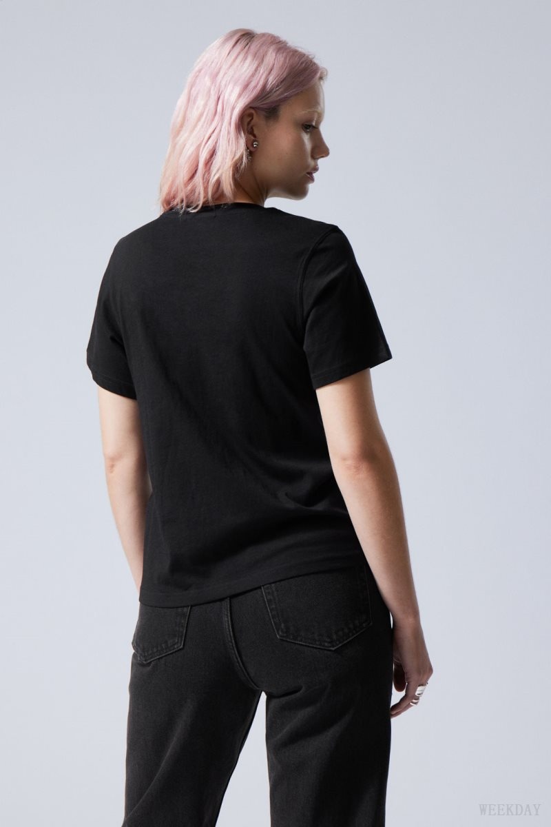 Weekday Essence Standard T-shirt Black | XUOP5757