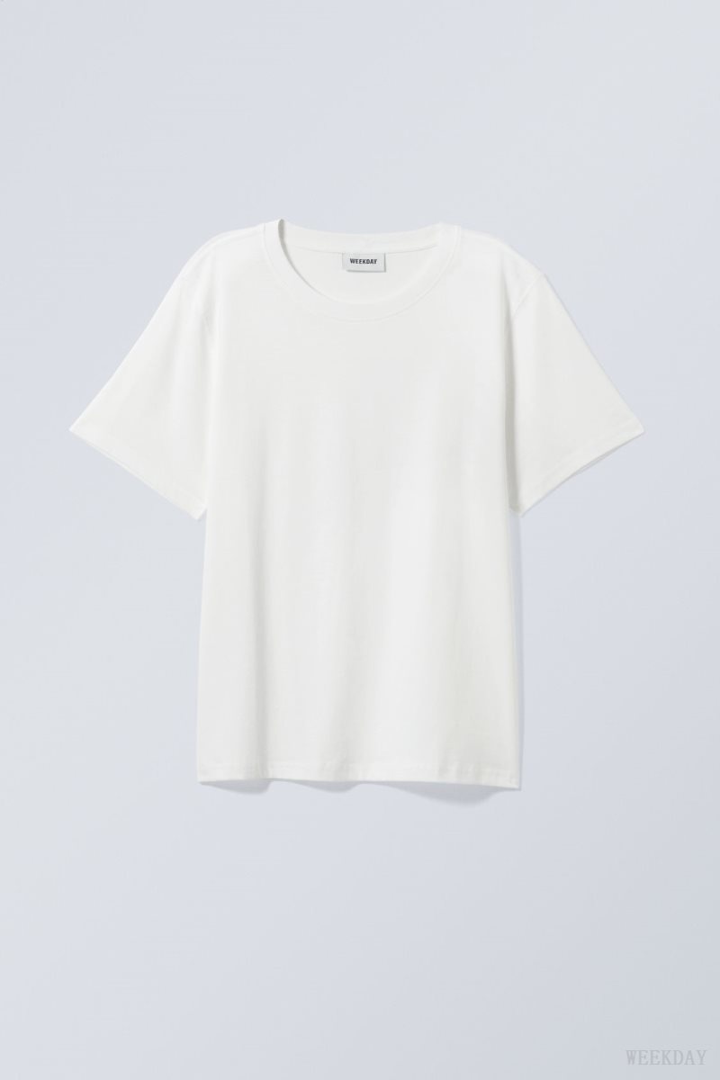 Weekday Essence Standard T-shirt White Light | FDSX7451