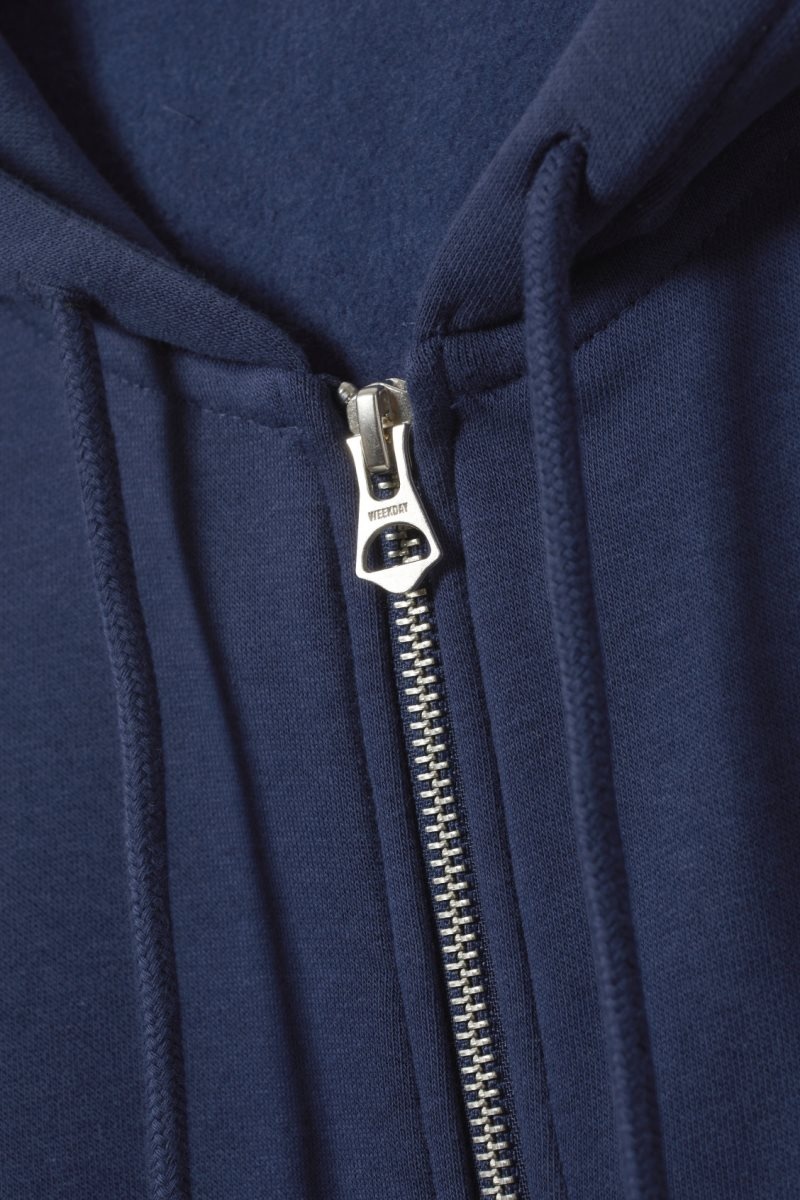 Weekday Essence Standard Zip Hoodie Dark Blue | PPNR0091