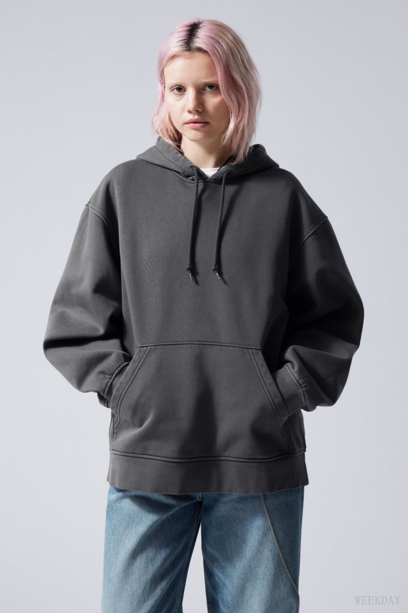 Weekday Essence Washed Oversized Hoodie Grey | VOHU5272