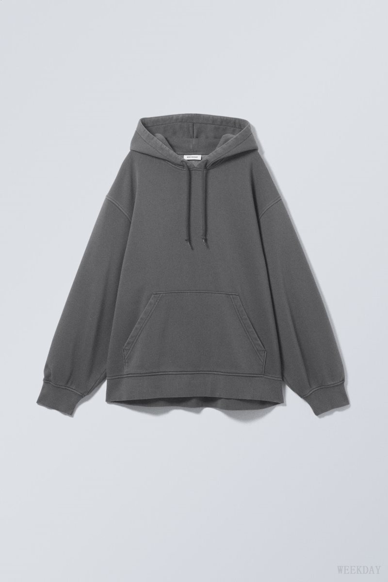 Weekday Essence Washed Oversized Hoodie Grey | VOHU5272